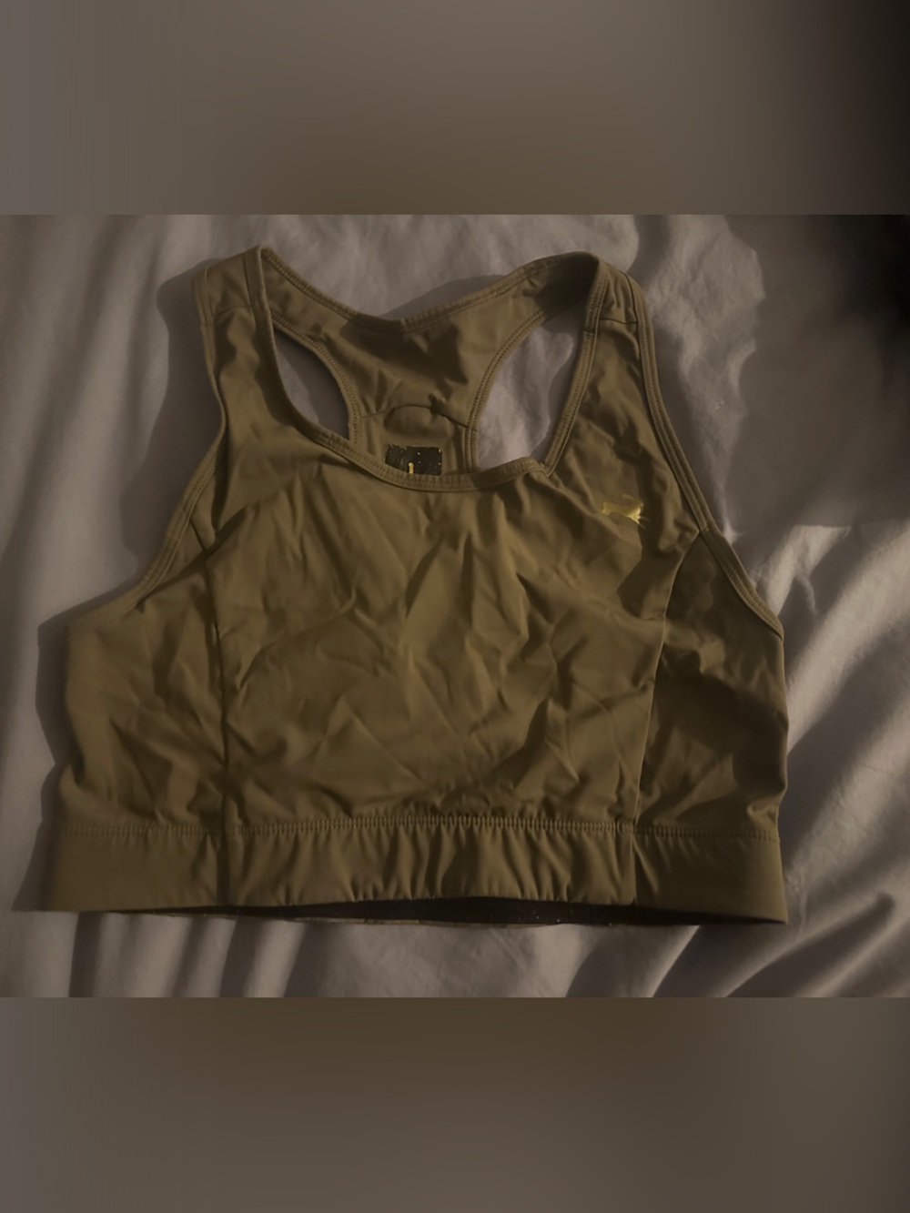 Tracksmith Womens Allston Sports Bra - Olive Green, size L